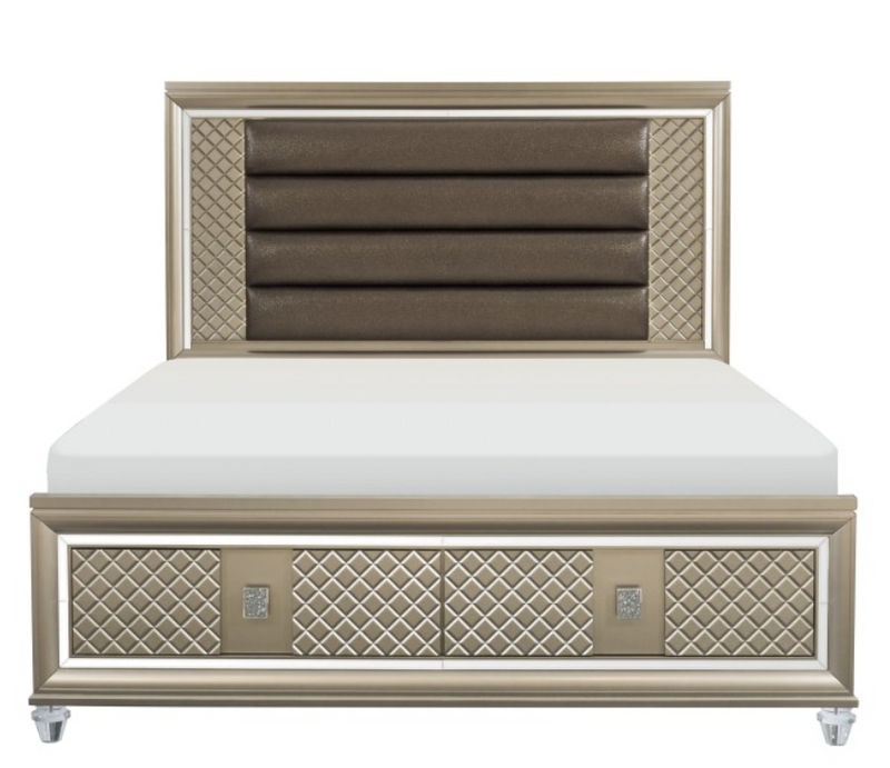 1515-1 - Queen Platform Bed with LED Lighting and Storage Footboard