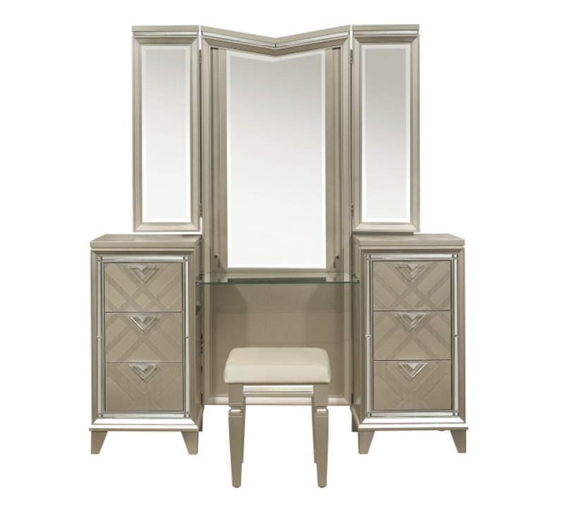 1522-15WF - Vanity Dresser with Mirror and LED Lighting
