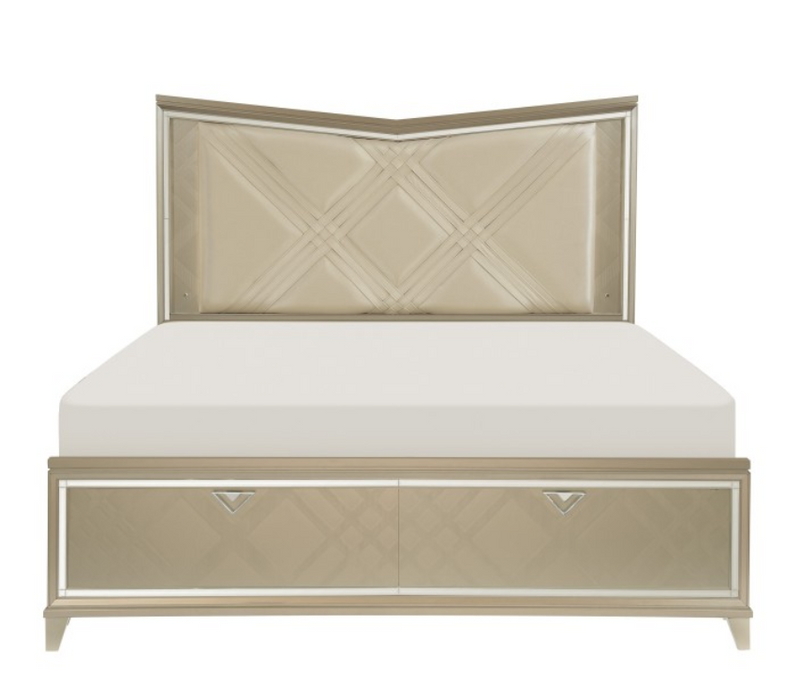 1522-1WF - Queen Platform Bed with LED Lighting and Footboard Storage