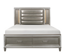 1616-1 - Queen Platform Bed with Footboard Storage - LED Lighting