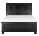 1714BK-1 - Queen Sleigh Platform Bed with Footboard Storage