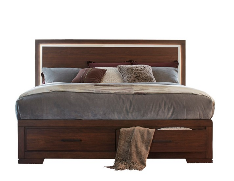 1778-1 - Queen Platform Bed with Footboard Storage - LED Lighting
