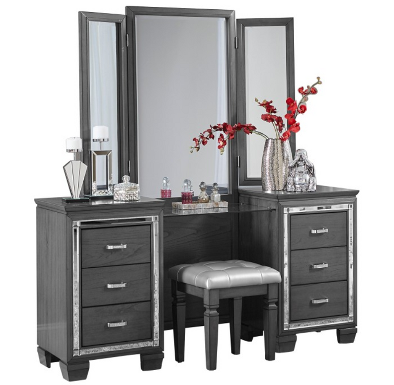 1916GY-15 - Vanity Dresser with Mirror
