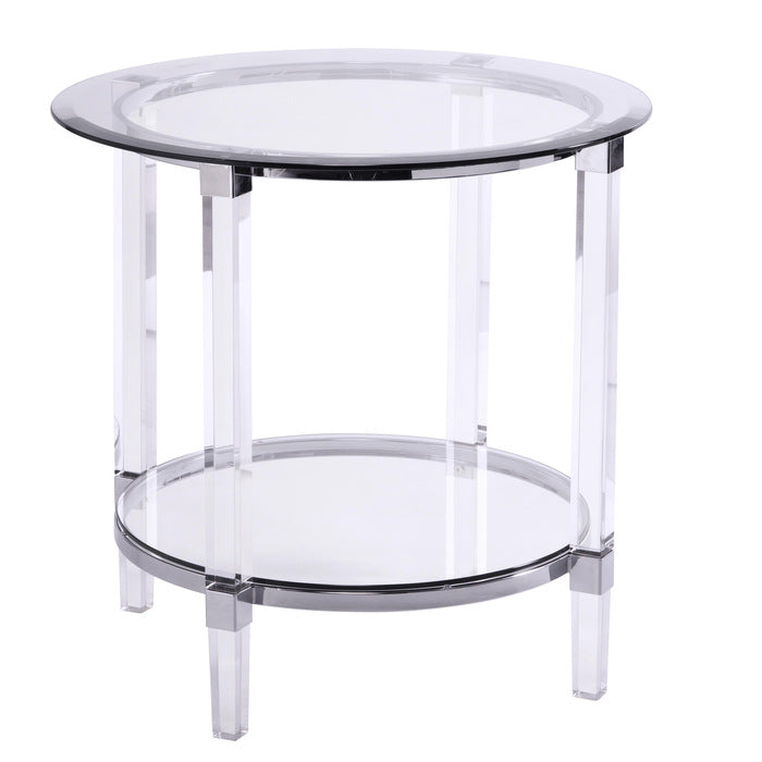 3656-04R - Round End Table with Acrylic Legs