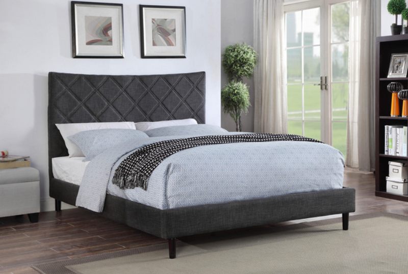 5829DGYQ  - Queen Upholstered Bed Dark Grey