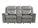 8206GRY-2 - Double Glider Reclining Love Seat with Center Console, Receptacles and USB Ports