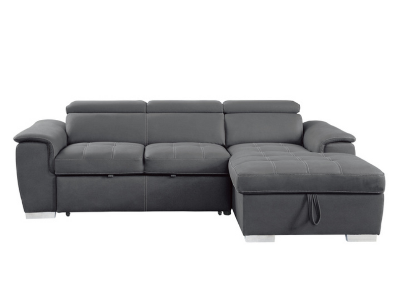 8228GY - 2-Piece Sectional with Pull-out Bed and Hidden Storage