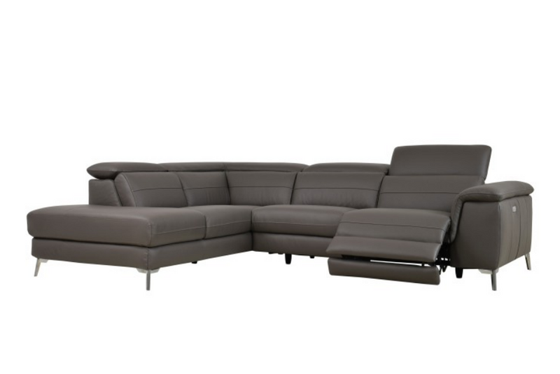 8256M-GRYLSS - 2-Piece Sectional with Left Chaise, Gray-Taupe Genuine Leather