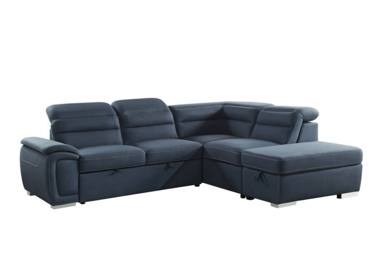 8277NBU - 3-Piece Sectional with Pull-out Bed and Storage Ottoman