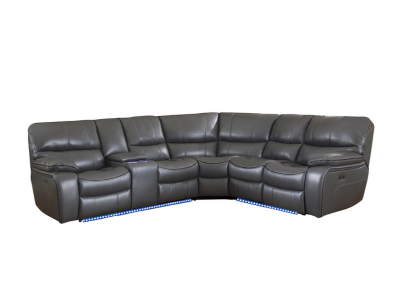 8480GRY-3SCPD - 3-Piece Modular Power Reclining Sectional with Left Console and LED