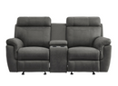 9301GRY-2 - Double Glider Reclining Love Seat with Center Console