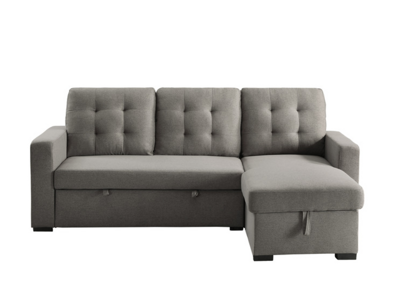 9314GY-SC - 2-Piece Reversible Sectional with Pull-out Bed and Hidden Storage