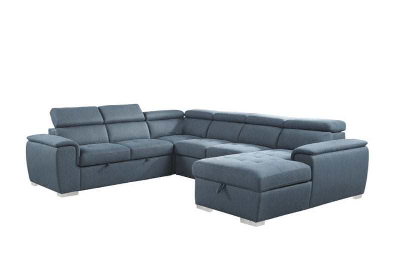 9355BU-42LRC - 4-Piece Sectional with Pull-out Bed and Adjustable Headrests