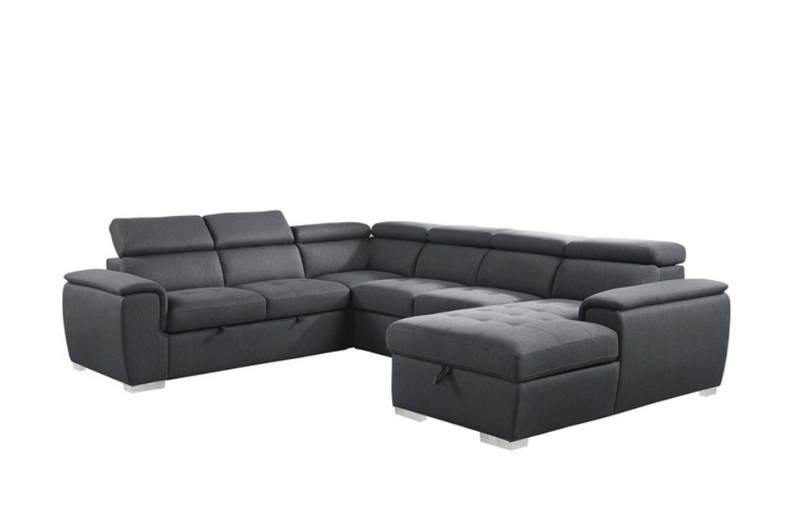 9355CC-42LRC - 4-Piece Sectional with Pull-out Bed and Adjustable Headrests