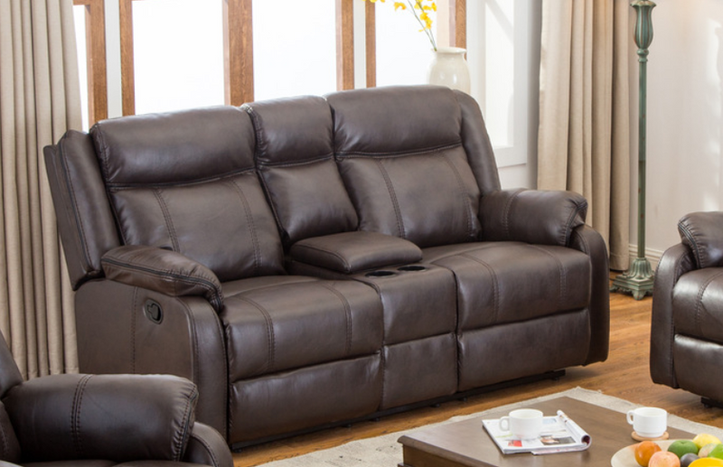 9392BRW-2C - Reclining Loveseat with Console