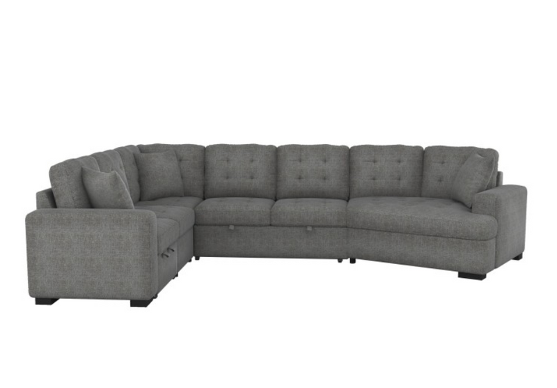 9401GRY-42LRU - 4-Piece Sectional with Pull-out Ottoman