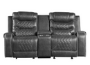9405GY-2 - Double Glider Reclining Love Seat with Center Console, Receptacles and USB port