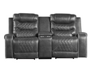 9405GY-2PW - Power Double Reclining Love Seat with Center Console, Receptacles and USB port