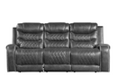 9405GY-3PW - Power Double Reclining Sofa with Drop-Down Cup Holders, Receptacles and USB ports