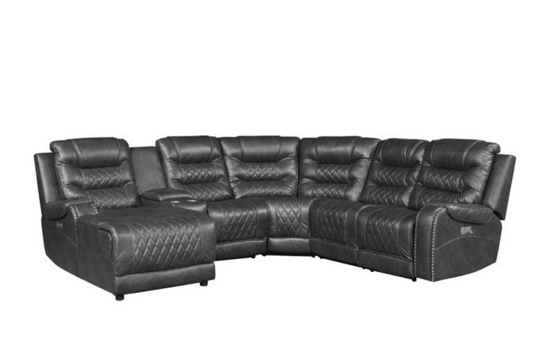 9405GY-6LCRR - 6-Piece Modular Power Reclining Sectional with Left Chaise