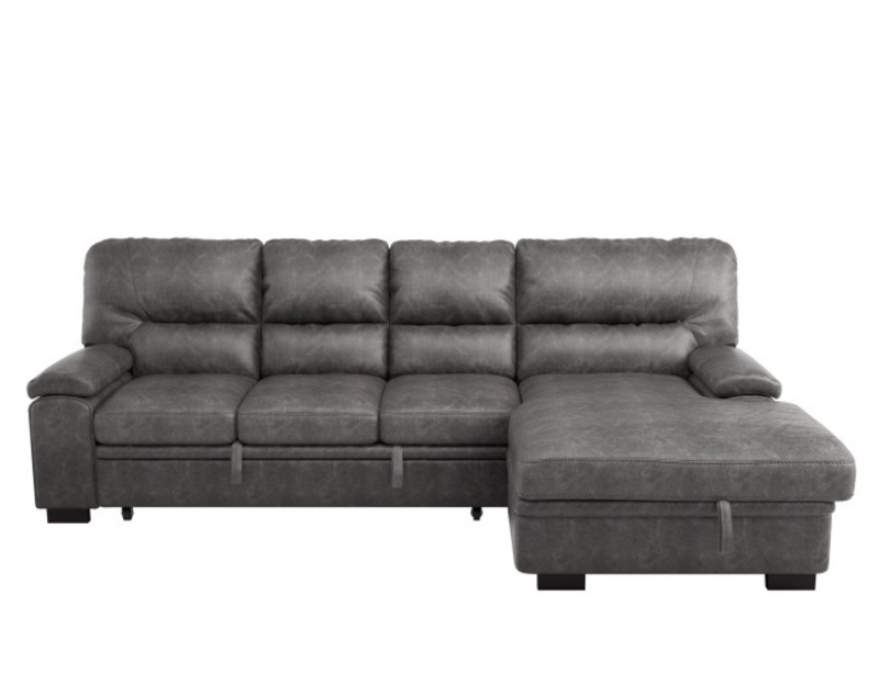 9407DG-2RC3L - 2-Piece Sectional with Pull-out Bed and Right Chaise with Hidden Storage