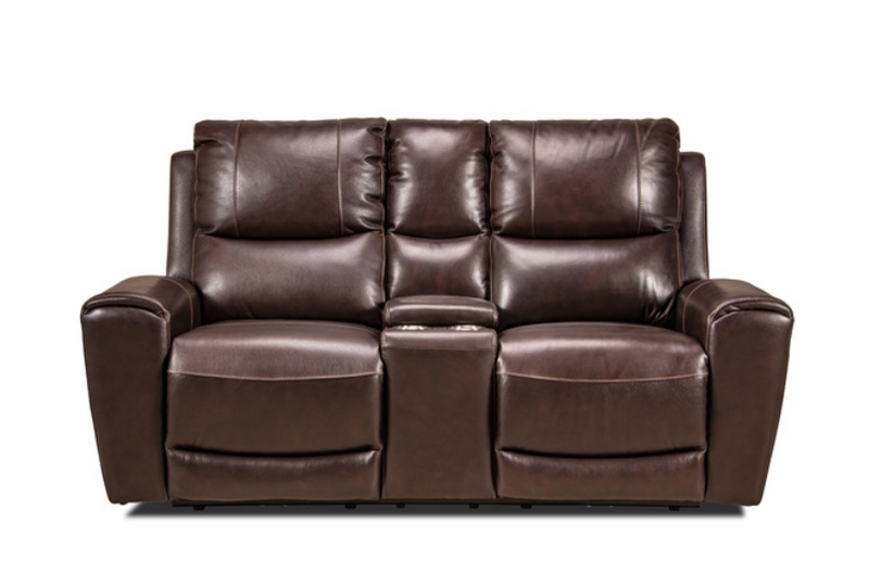 9415P-BRN-2C - Power Double Reclining Loveseat with Center Console & Power Headrests
