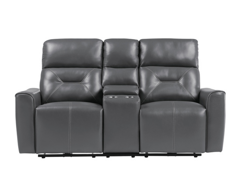 9446GY-2PW - Power Double Reclining Love Seat with Center Console and USB ports