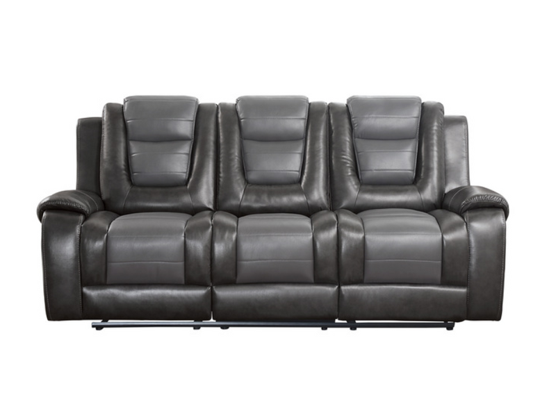 9470GY-3 - Double Reclining Sofa with Drop-Down Cup Holders