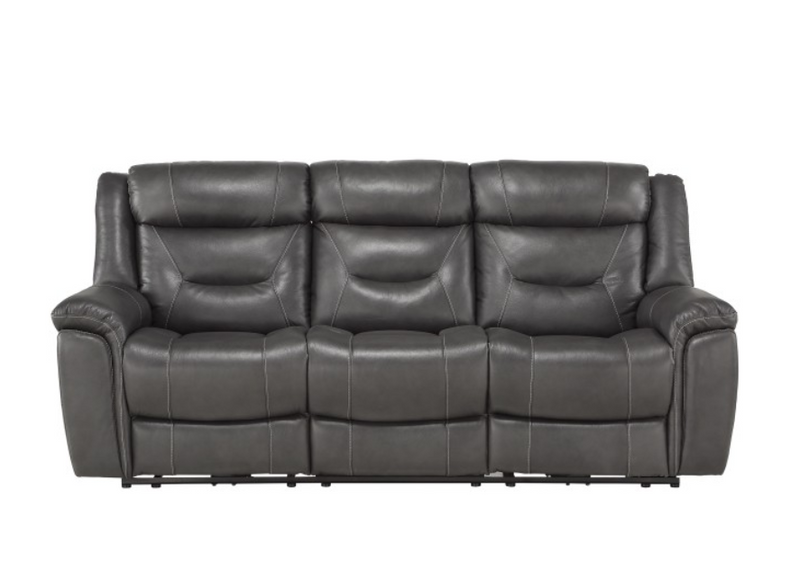 9528DGY-3PWH - Power Double Reclining Sofa with Power Headrests and USB Ports