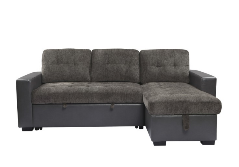 9540GY-SC - 2-Piece Reversible Sectional with Pull-out Bed and Hidden Storage