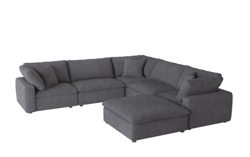 9546GY-6OT - 6-Piece Modular Sectional with Ottoman