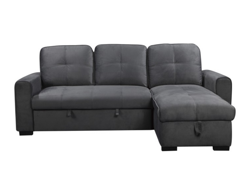 9569GY-SC - 2-Piece Sectional with Pull-out Bed and Hidden Storage