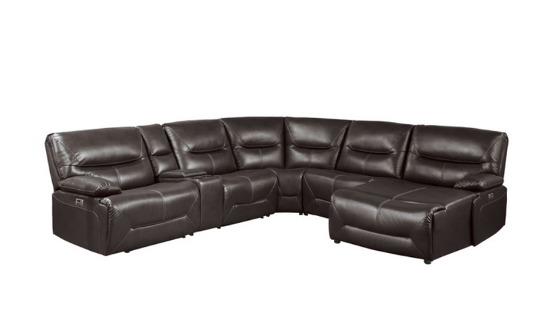 9579BRW-6LRRCPW - 6-Piece Power Reclining Sectional with Right Chaise