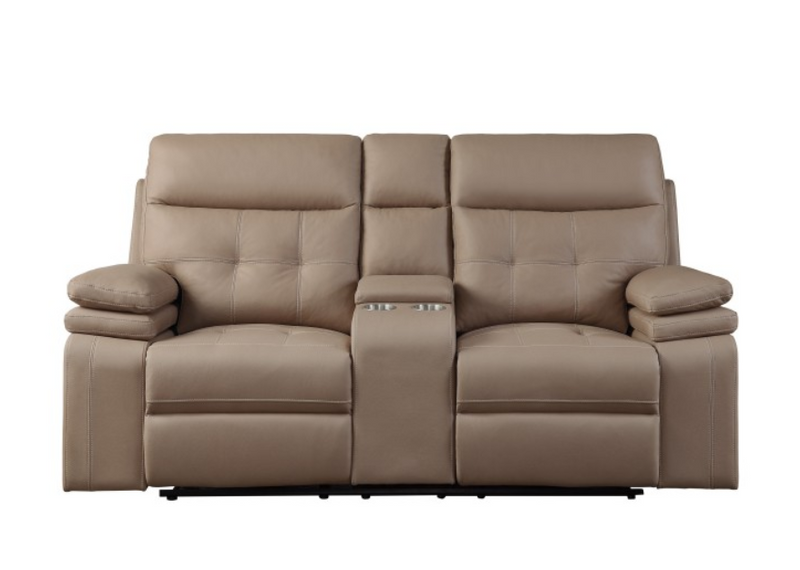 9590BR-2PWH - Power Double Reclining Love Seat with Center Console and Power Headrests, USB Port
