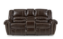 9668BRW-2 - Double Glider Reclining Love Seat with Center Console