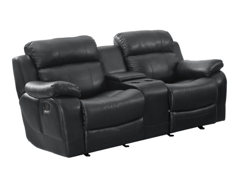 9724BLK-2 - Double Glider Reclining Love Seat with Center Console