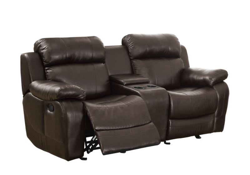 9724BRW-2 - Double Glider Reclining Love Seat with Center Console