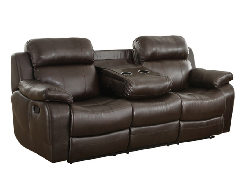 9724BRW-3 - Double Reclining Sofa with Center Drop-Down Cup Holders