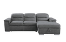 9808SGY-SC - 2-Piece Sectional with Pull-out Bed and Hidden Storage
