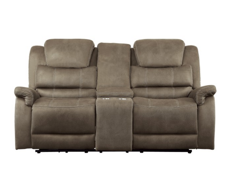 9848BR-2PWH - Power Double Reclining Love Seat with Center Console, Power Headrests and USB Ports
