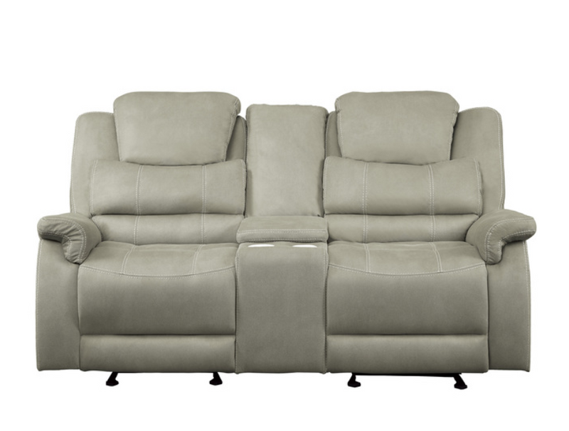 9848GY-2 - Double Glider Reclining Love Seat with Center Console