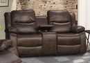 9849BRW-2C - Motion Glider Loveseat with Console
