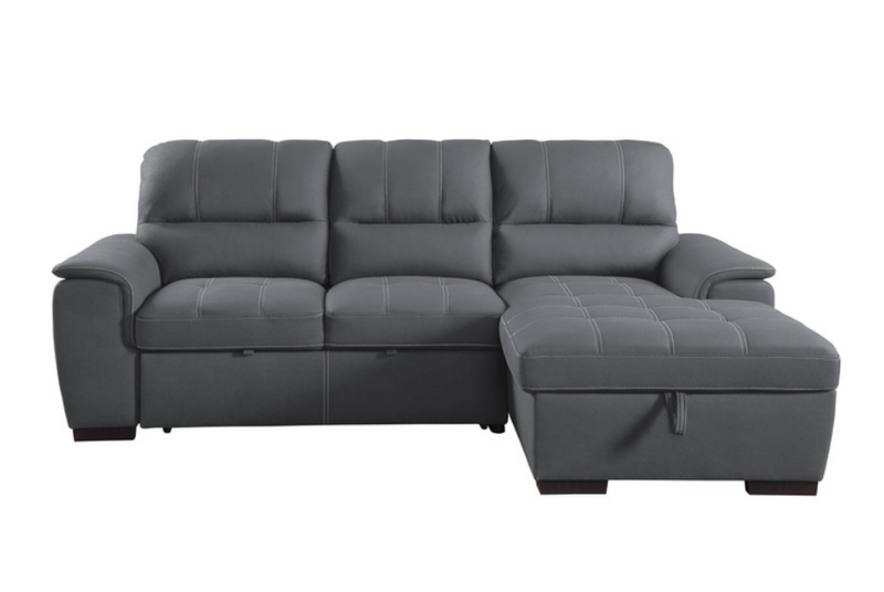 9858GY-SC - 2-Piece Sectional with Pull-out Bed and Hidden Storage