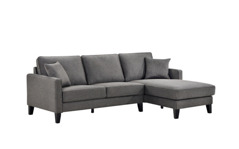 99007GRYSSR - 2-piece Sectional with Right Side Chaise and Two Pillows