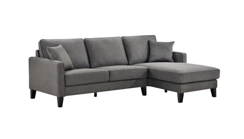 99007GRYSSR - 2-piece Sectional with Right Side Chaise and Two Pillows