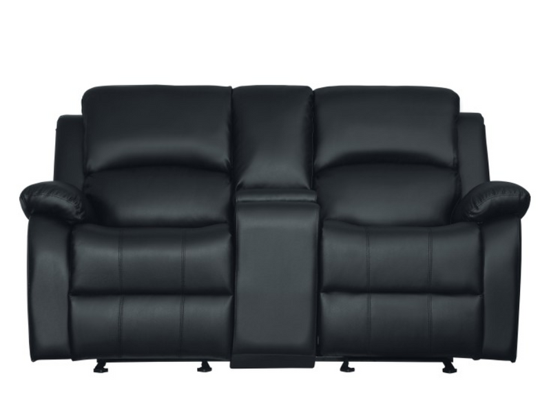 9928BLK-2 - Double Glider Reclining Love Seat with Center Console