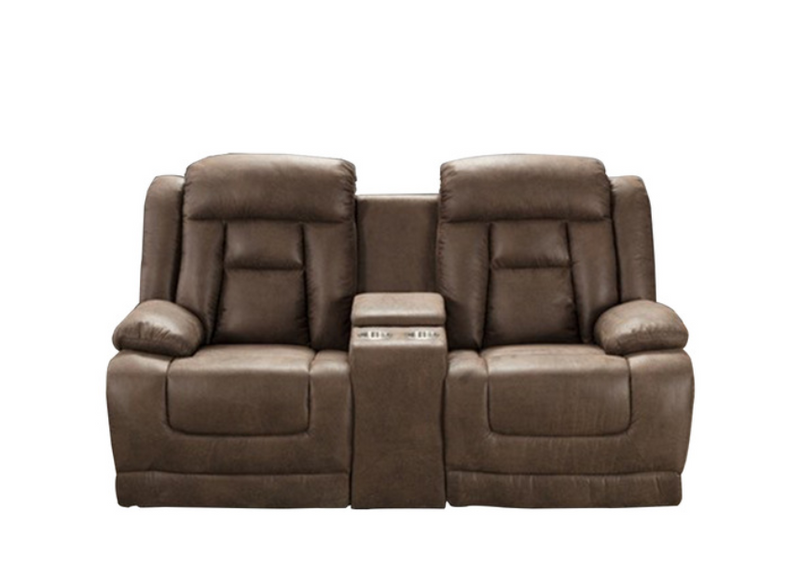 99818P-BRW-2C - Power Double Reclining Loveseat with Console and USB Ports