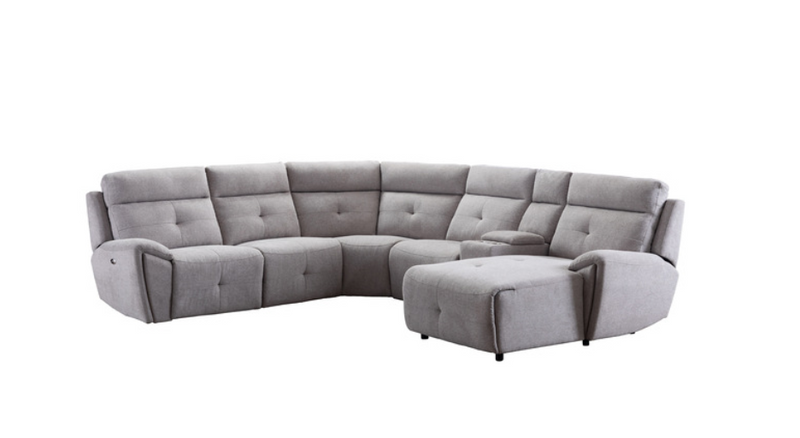 99858GRYSS6L - 6-Piece Modular Power Reclining Sectional with Right Side Chaise