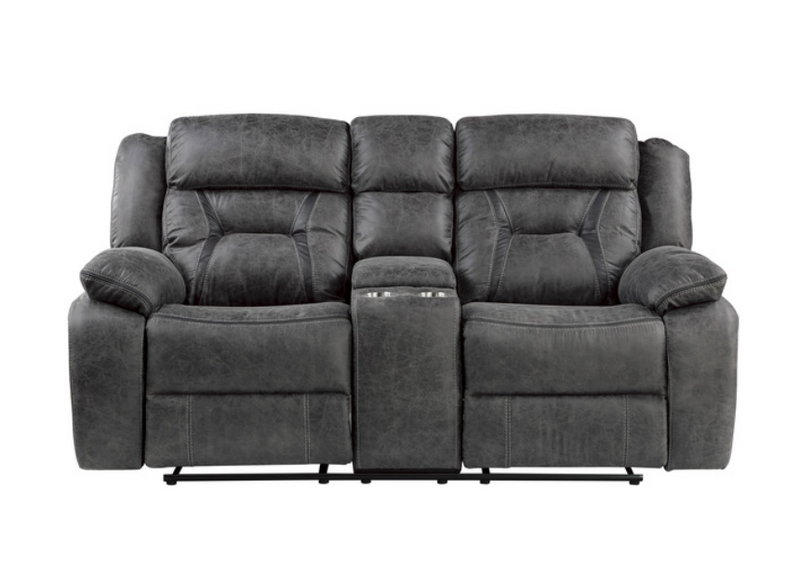 9989GY-2 - Double Reclining Love Seat with Center Console