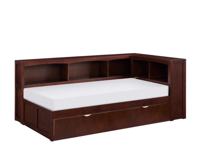 B2013BCDC-1BCR - Twin Bookcase Corner Bed with Twin Trundle